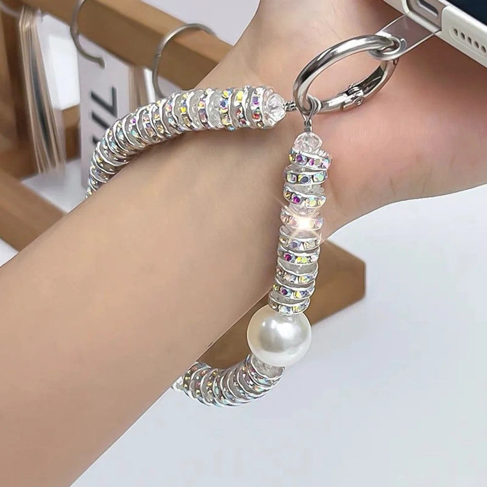11cm Phone Chain Crystal Rhinestone Pearl Lanyard Phone Strap with Metal Clasp for Mobile Accessories - 4