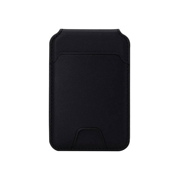 R20 Magnetic Card Holder PU Leather Phone Back Wallet Kickstand with Metal Ring Sheet - Black - 5