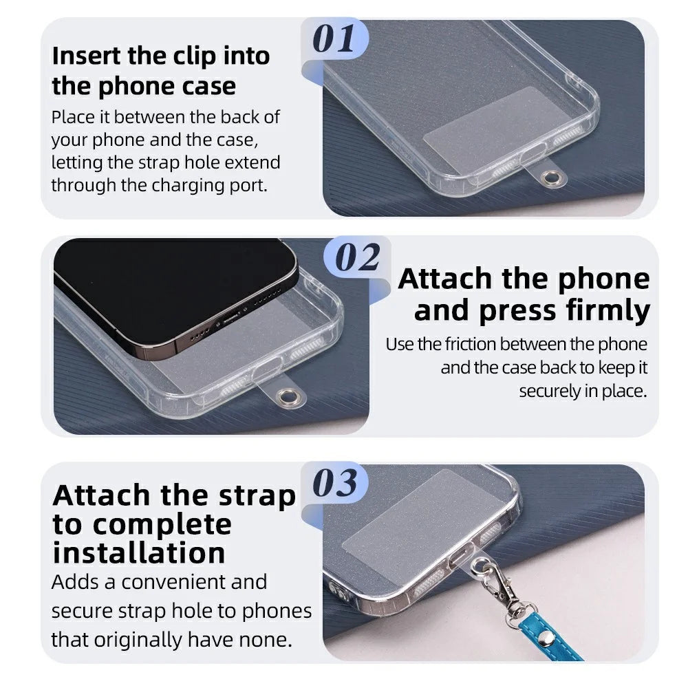 R61 18cm PU Leather Phone Wrist Strap Short Lanyard with Clear PVC Tether Tab - Blue - 4