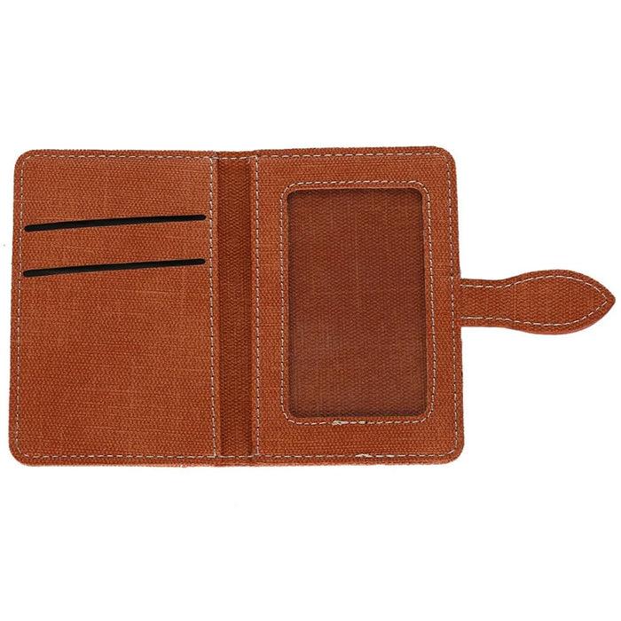 Canvas Card Holder Wallet Pouch Strong Adhesive Phone Kickstand - Brown - 3