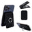 Rotary Phone Ring Holder Kickstand with Card Holder Cowhide Texture Leather Magnetic Card Slots - Black - 1