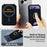 Rotary Phone Ring Holder Kickstand with Card Holder Cowhide Texture Leather Magnetic Card Slots - Black - 7