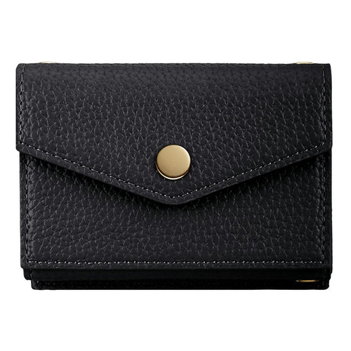 Multi-Function Horizontal Phone Card Holder Large Capacity Leather Wallet Kickstand with Mirror - Black - 1