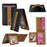 Litchi Texture Leather Card Holder Strap Holder Adhesive Phone Kickstand Wallet with Mirror - Black - 1