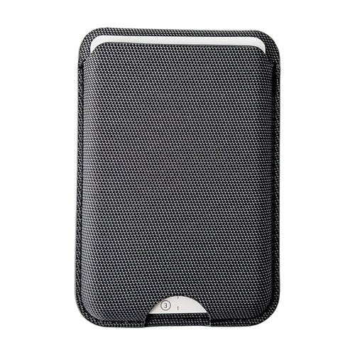 Magnetic Card Holder with Kickstand Tech Fabric Phone Wallet Card Sleeve - Black - 1