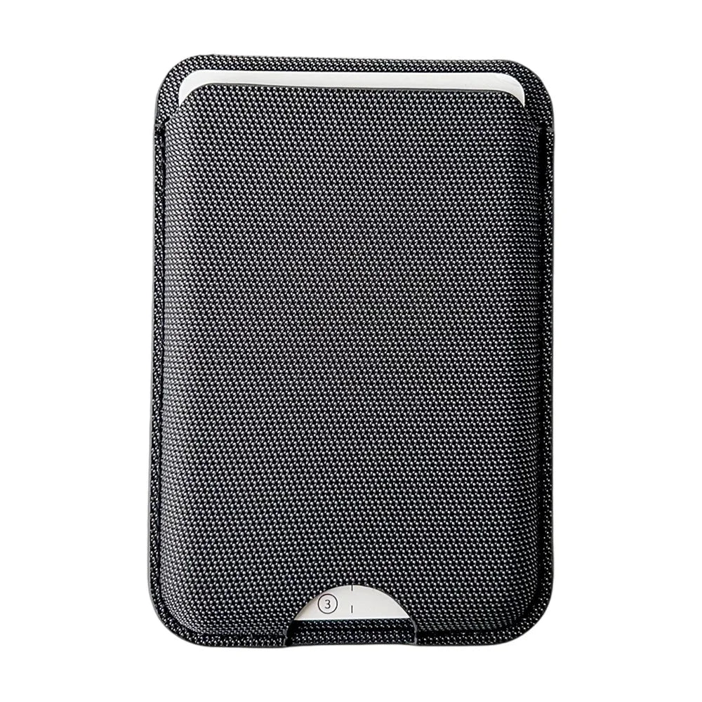 Magnetic Card Holder with Kickstand Tech Fabric Phone Wallet Card Sleeve - Black - 1