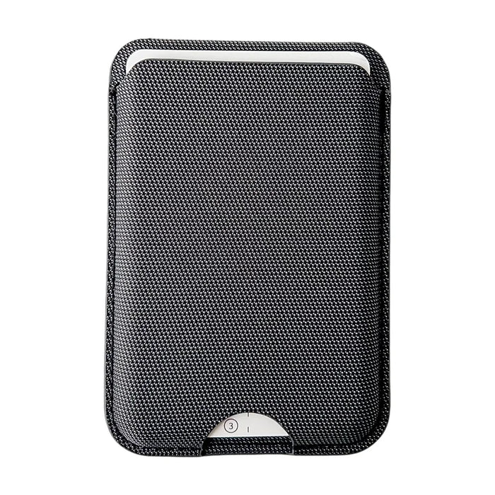 Magnetic Card Holder with Kickstand Tech Fabric Phone Wallet Card Sleeve - Black - 1