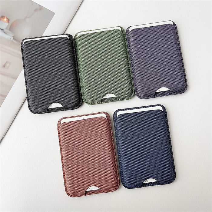 Magnetic Card Holder with Kickstand Tech Fabric Phone Wallet Card Sleeve - Black - 6