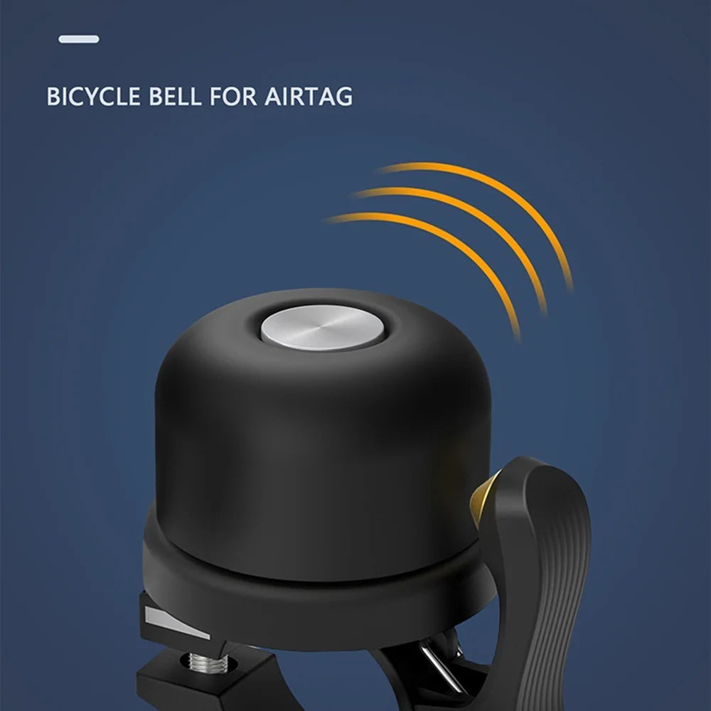 Bike Bell with AirTag Holder IPX5 Waterproof Anti-Theft Tracking Bicycle Bell for Cycling - Black - 4