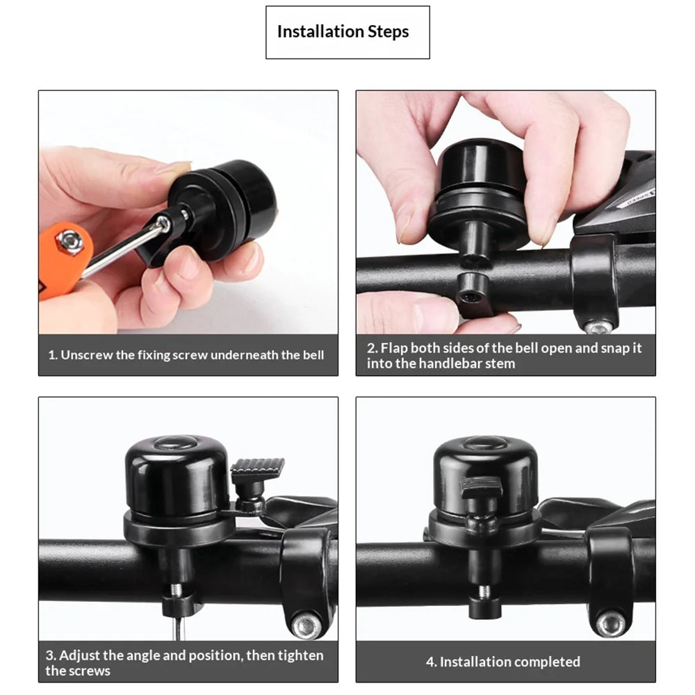 Bike Bell with AirTag Holder IPX5 Waterproof Anti-Theft Tracking Bicycle Bell for Cycling - Black - 5