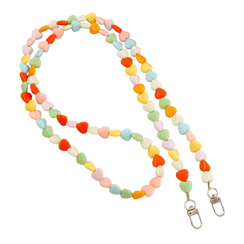 121cm Colorful Heart Beads Phone Chain Crossbody Neck Strap Resin Phone Lanyard - Multi-color - 1