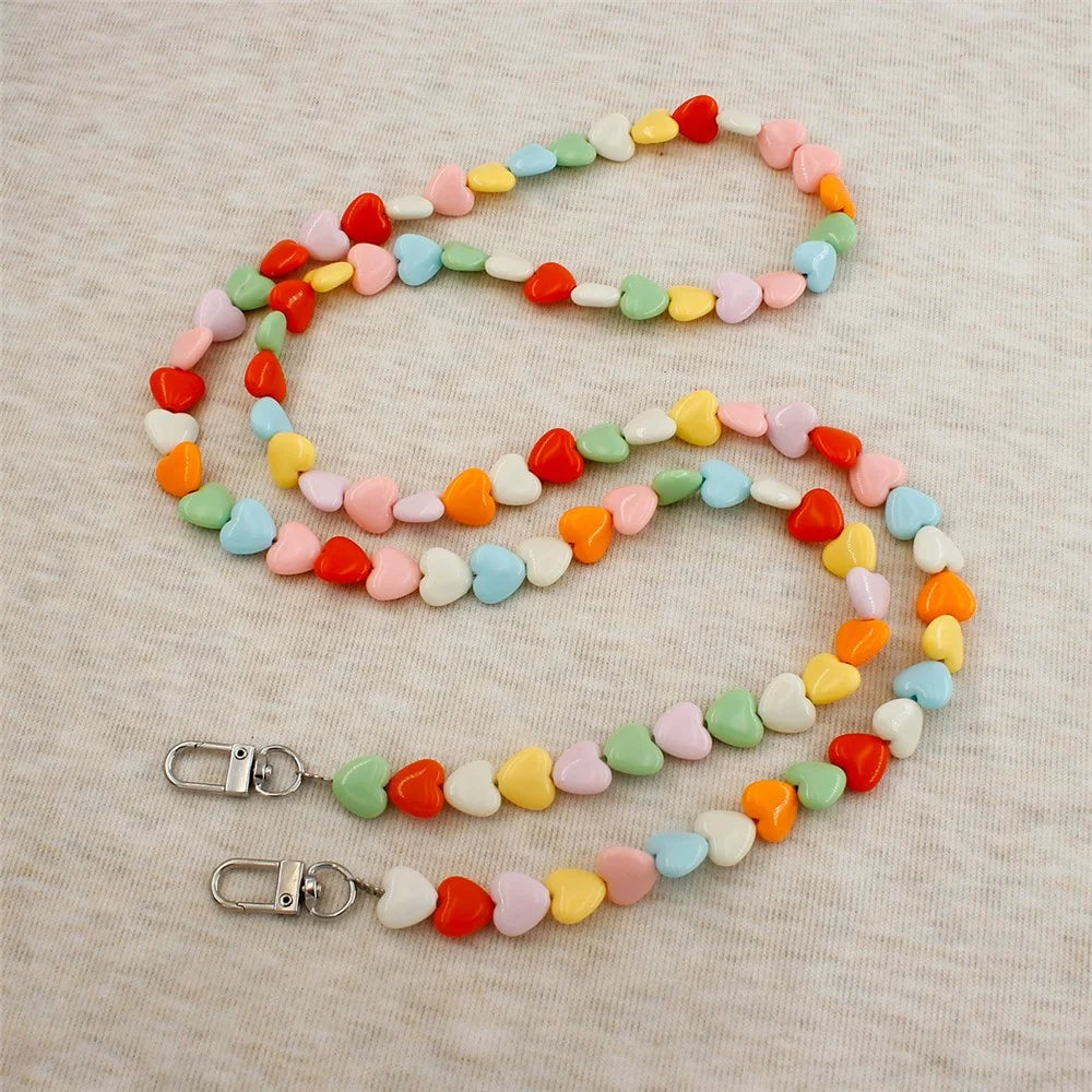 121cm Colorful Heart Beads Phone Chain Crossbody Neck Strap Resin Phone Lanyard - Multi-color - 4