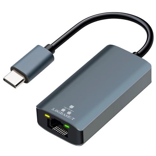 KY101 Type-C to RJ45 5Gbps Ethernet Adapter Aluminum Alloy Gigabit Network Card for Laptop - Grey - 1