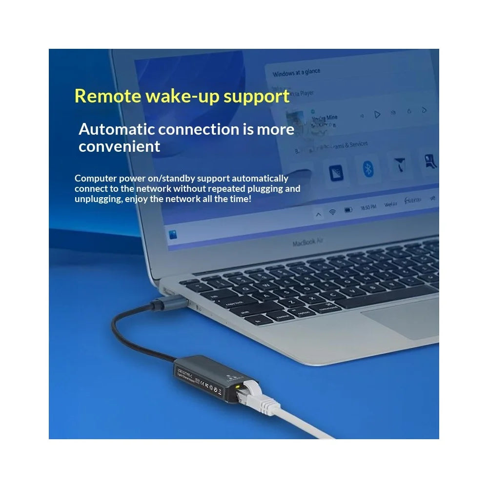 KY101 Type-C to RJ45 5Gbps Ethernet Adapter Aluminum Alloy Gigabit Network Card for Laptop - Grey - 4