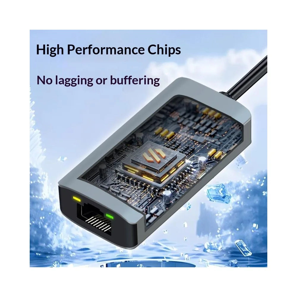 KY101 Type-C to RJ45 5Gbps Ethernet Adapter Aluminum Alloy Gigabit Network Card for Laptop - Grey - 7