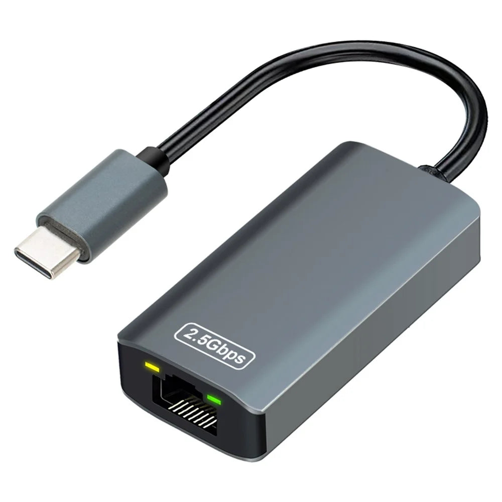 KY04 Type-C to RJ45 2.5Gbps Ethernet Adapter USB 3.0 Network Card for Laptop Desktop Computer - Grey - 1