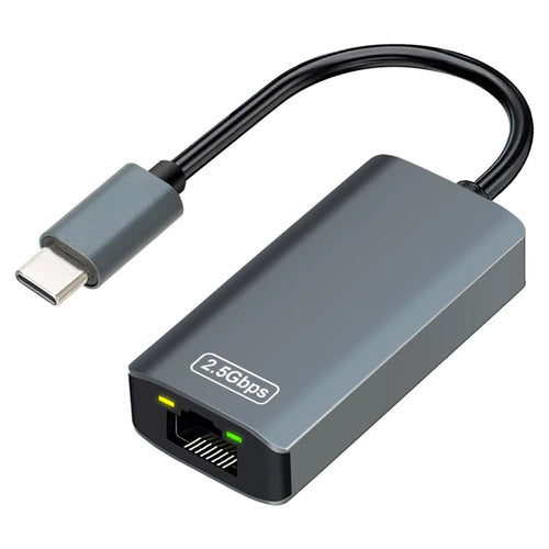 KY04 Type-C to RJ45 2.5Gbps Ethernet Adapter USB 3.0 Network Card for Laptop Desktop Computer - Grey - 1
