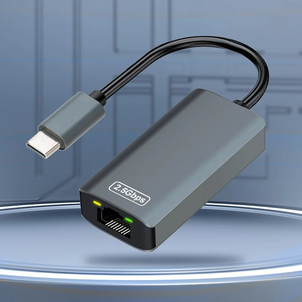 KY04 Type-C to RJ45 2.5Gbps Ethernet Adapter USB 3.0 Network Card for Laptop Desktop Computer - Grey - 2