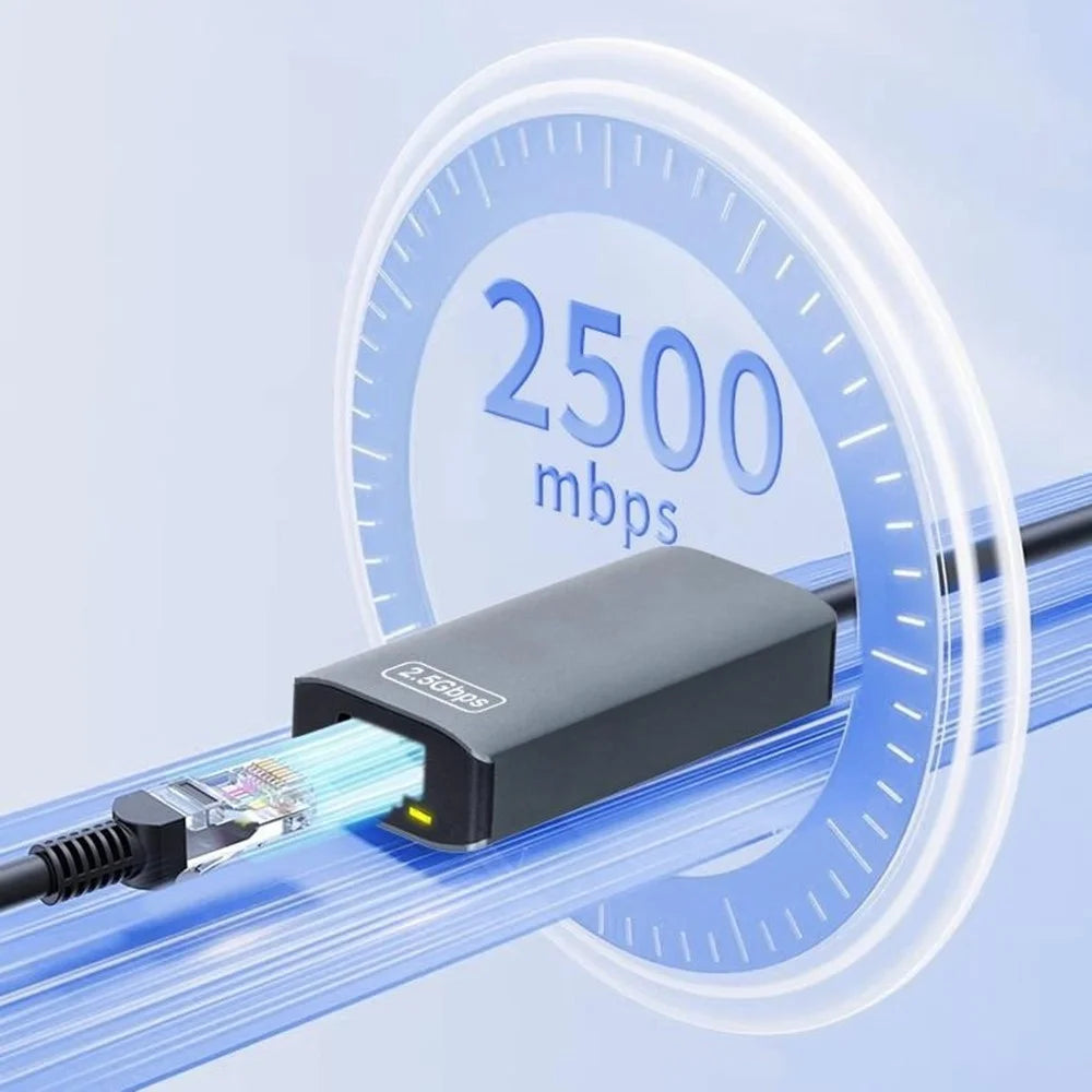 KY04 Type-C to RJ45 2.5Gbps Ethernet Adapter USB 3.0 Network Card for Laptop Desktop Computer - Grey - 5