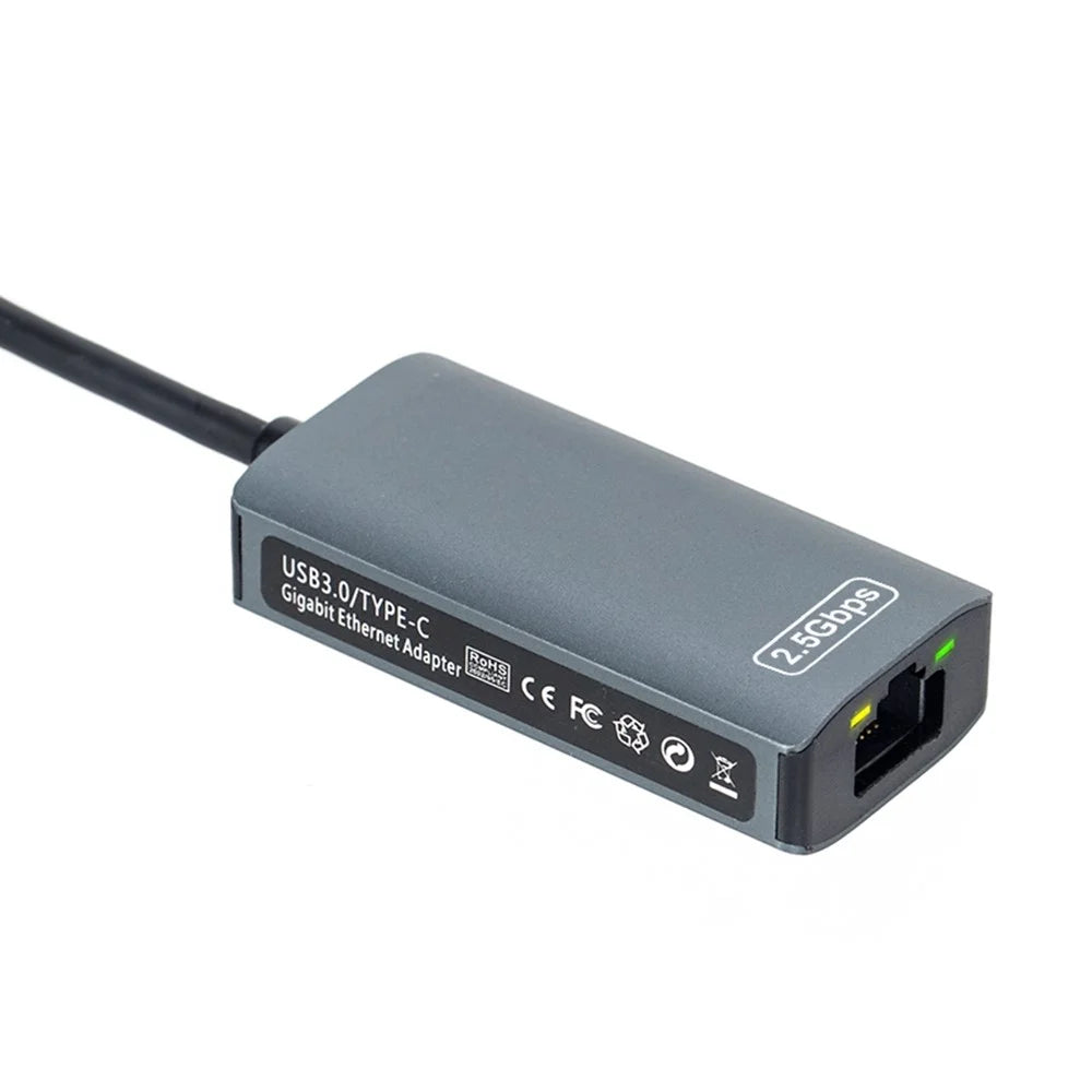 KY04 Type-C to RJ45 2.5Gbps Ethernet Adapter USB 3.0 Network Card for Laptop Desktop Computer - Grey - 7