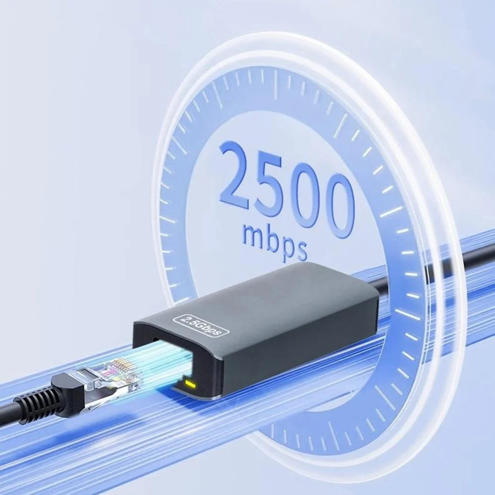 KY34A USB-C to RJ45 2.5Gbps Ethernet Adapter USB 3.0 Aluminum Alloy Gigabit Network Card for Desktop Laptop Computer - Grey - 5