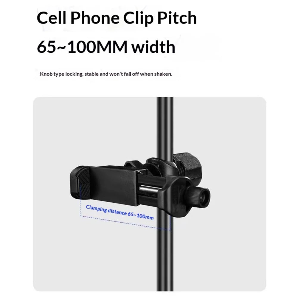 YUNTENG VCT-207 Phone Clip Mount with 17mm Ball Head Extension Clip Phone Holder Mount for Selfie Stick Tripod Stand - Black - 2