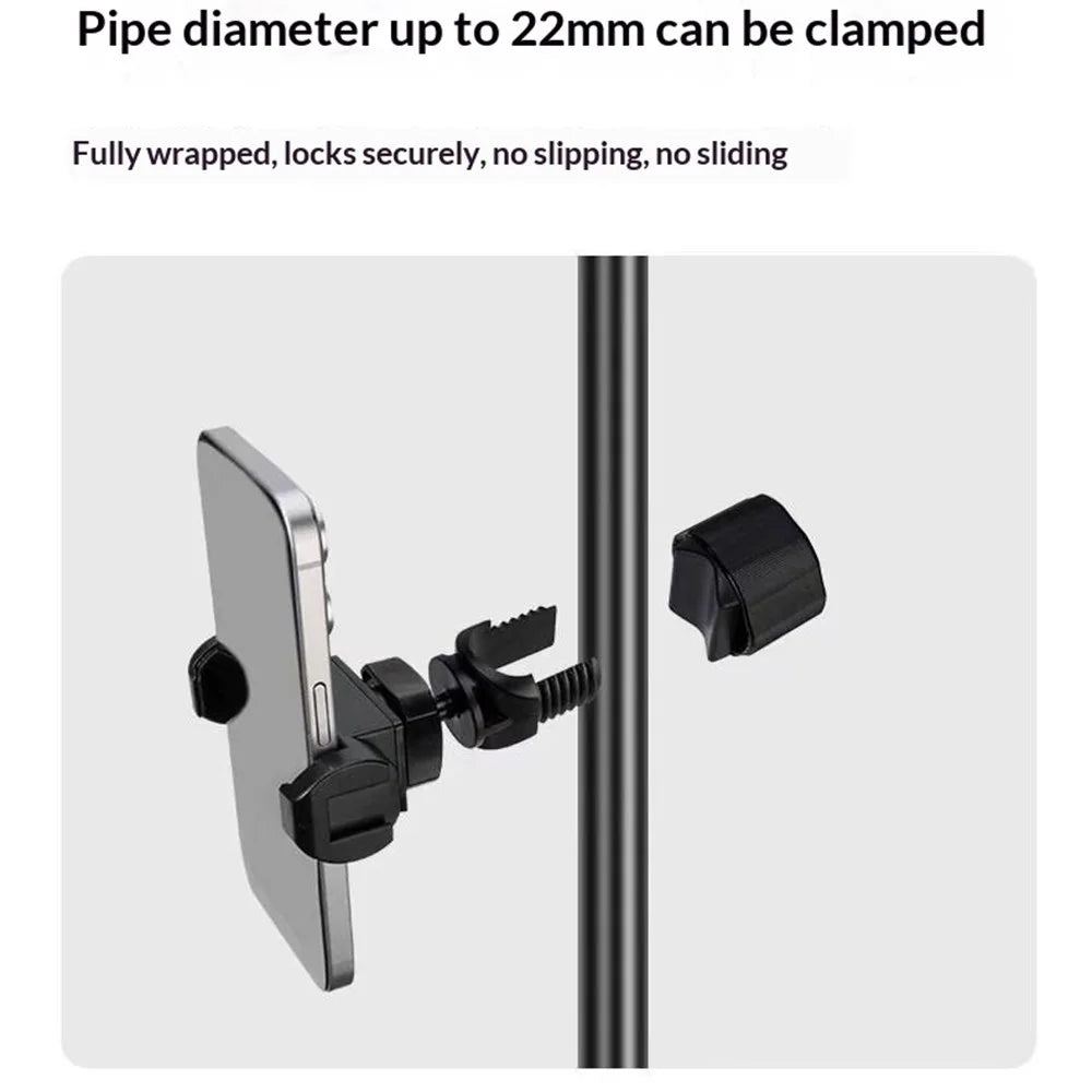 YUNTENG VCT-207 Phone Clip Mount with 17mm Ball Head Extension Clip Phone Holder Mount for Selfie Stick Tripod Stand - Black - 3