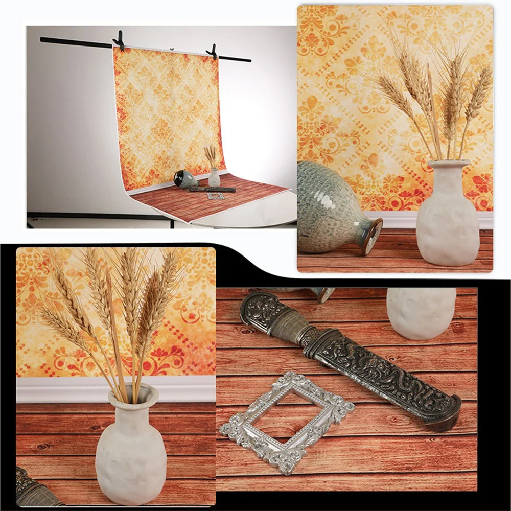 7Pcs Photography Backdrop Set Wood Grain Photo Background Cloth for Studio Shooting, 80x120cm - Style 1 - 2