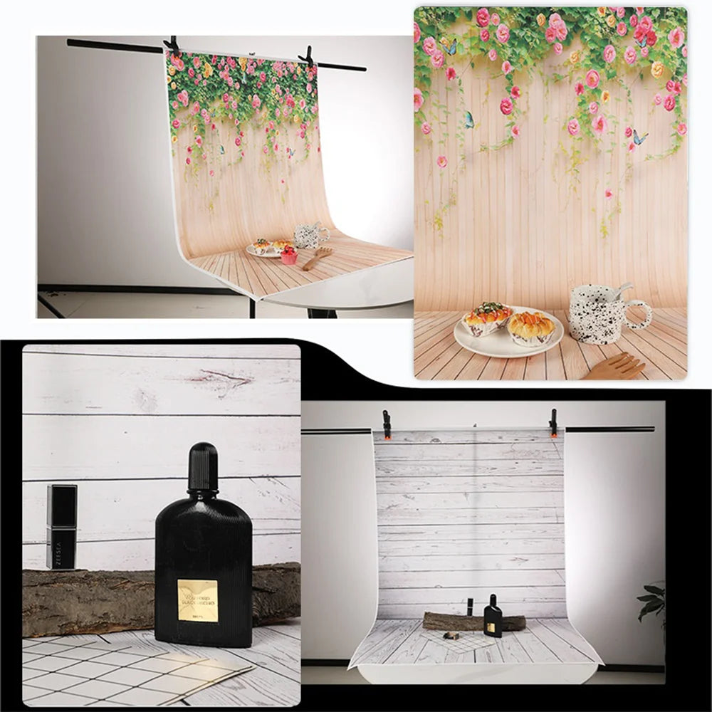 7Pcs Photography Backdrop Set Wood Grain Photo Background Cloth for Studio Shooting, 80x120cm - Style 1 - 5