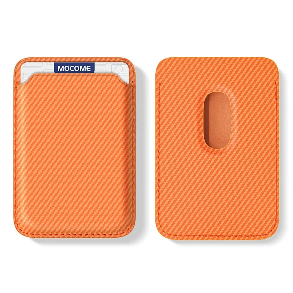 Magnetic Phone Card Holder Aramid Fiber Carbon Fiber Wallet RFID Blocking Card Case - Orange - 1
