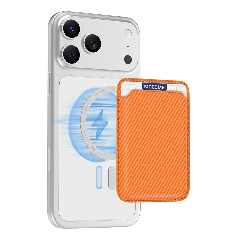 Magnetic Phone Card Holder Aramid Fiber Carbon Fiber Wallet RFID Blocking Card Case - Orange - 2