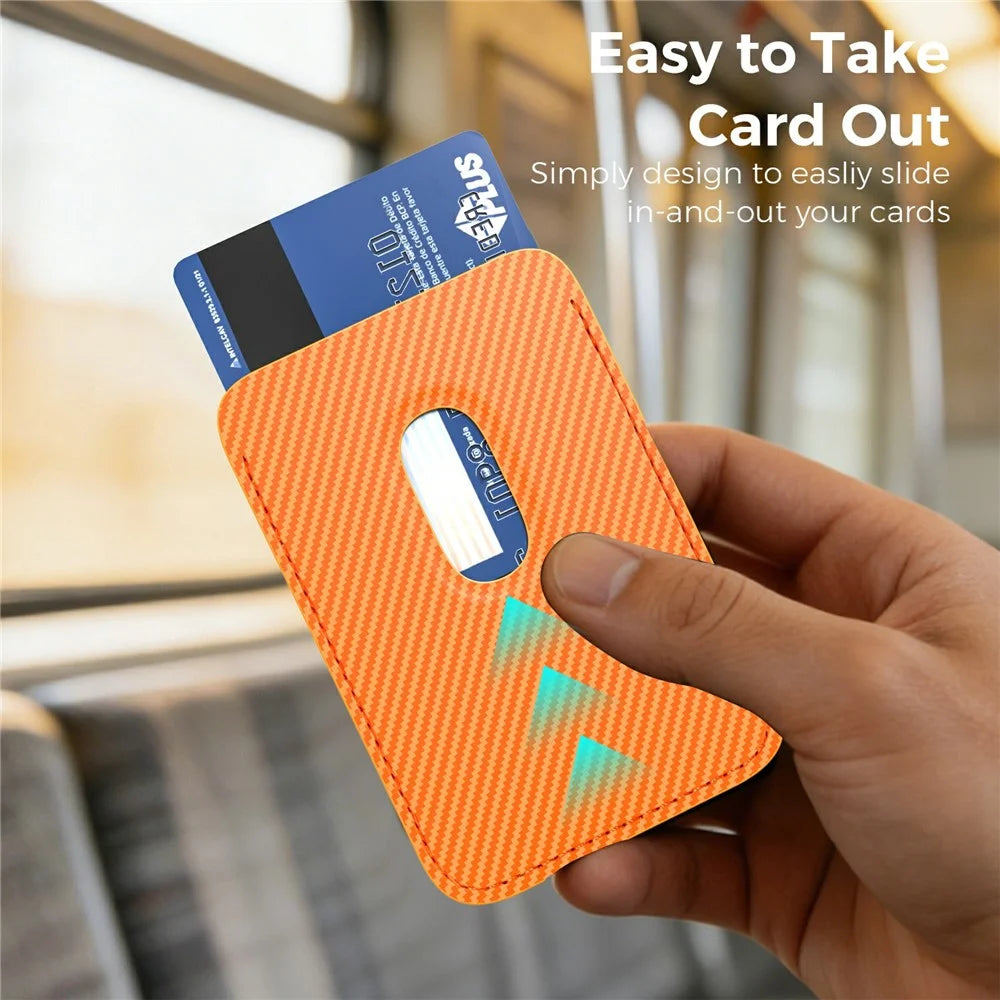Magnetic Phone Card Holder Aramid Fiber Carbon Fiber Wallet RFID Blocking Card Case - Orange - 5