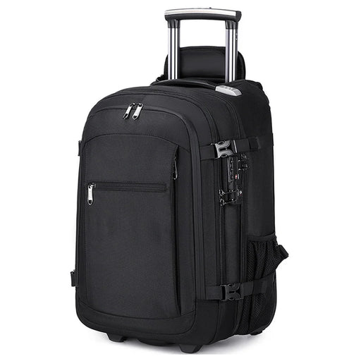 POSO PS-685 Vacuum Compression Business Travel Trolley Backpack with Wheels Waterproof Laptop Shoulder Bag - Black - 1