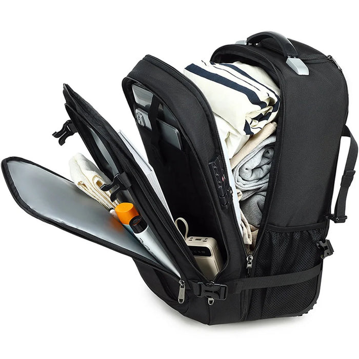 POSO PS-685 Vacuum Compression Business Travel Trolley Backpack with Wheels Waterproof Laptop Shoulder Bag - Black - 5