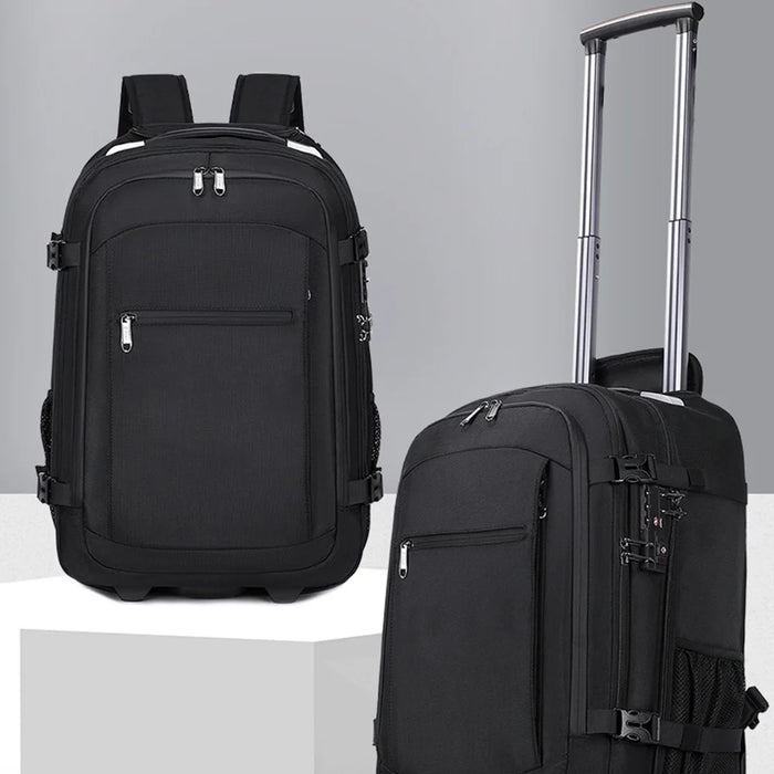 POSO PS-685 Vacuum Compression Business Travel Trolley Backpack with Wheels Waterproof Laptop Shoulder Bag - Black - 7
