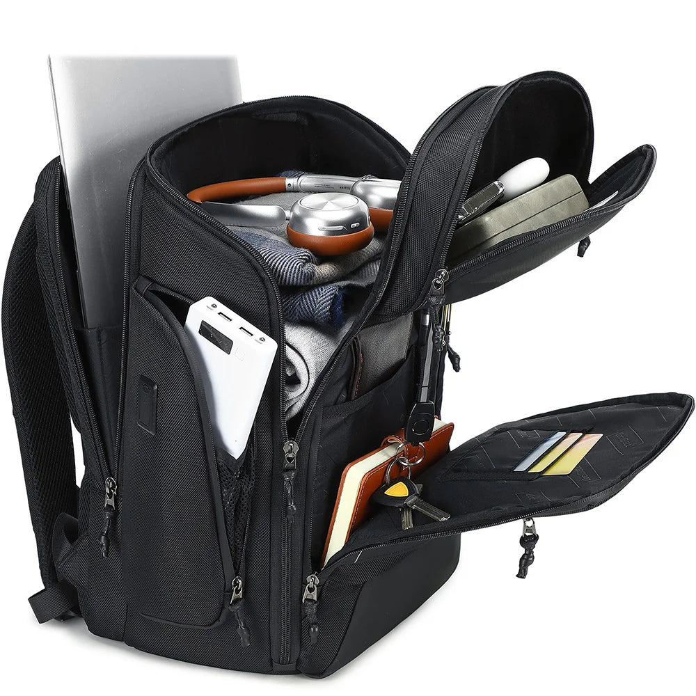COOLBELL CB-8323 30L Business Backpack 180 Degree Opening Waterproof Laptop Bag with External Charging Ports - Black - 4