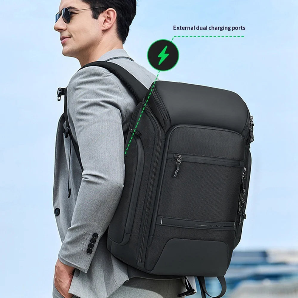 COOLBELL CB-8323 30L Business Backpack 180 Degree Opening Waterproof Laptop Bag with External Charging Ports - Black - 7