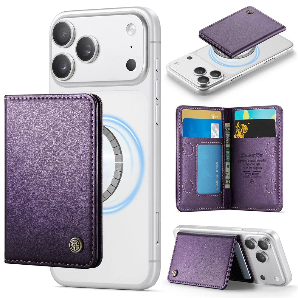 CASEME ME80 Magnetic Wallet with Stand Compatible with MagSafe RFID Blocking PU Leather Card Holder - Purple - 1