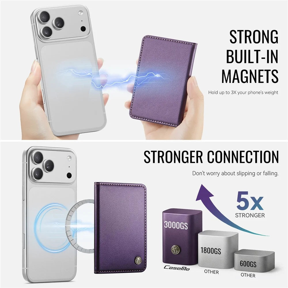 CASEME ME80 Magnetic Wallet with Stand Compatible with MagSafe RFID Blocking PU Leather Card Holder - Purple - 2
