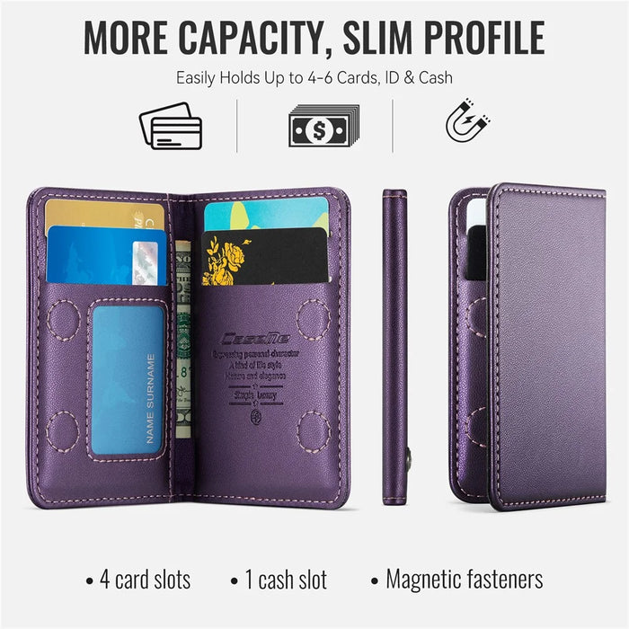 CASEME ME80 Magnetic Wallet with Stand Compatible with MagSafe RFID Blocking PU Leather Card Holder - Purple - 5