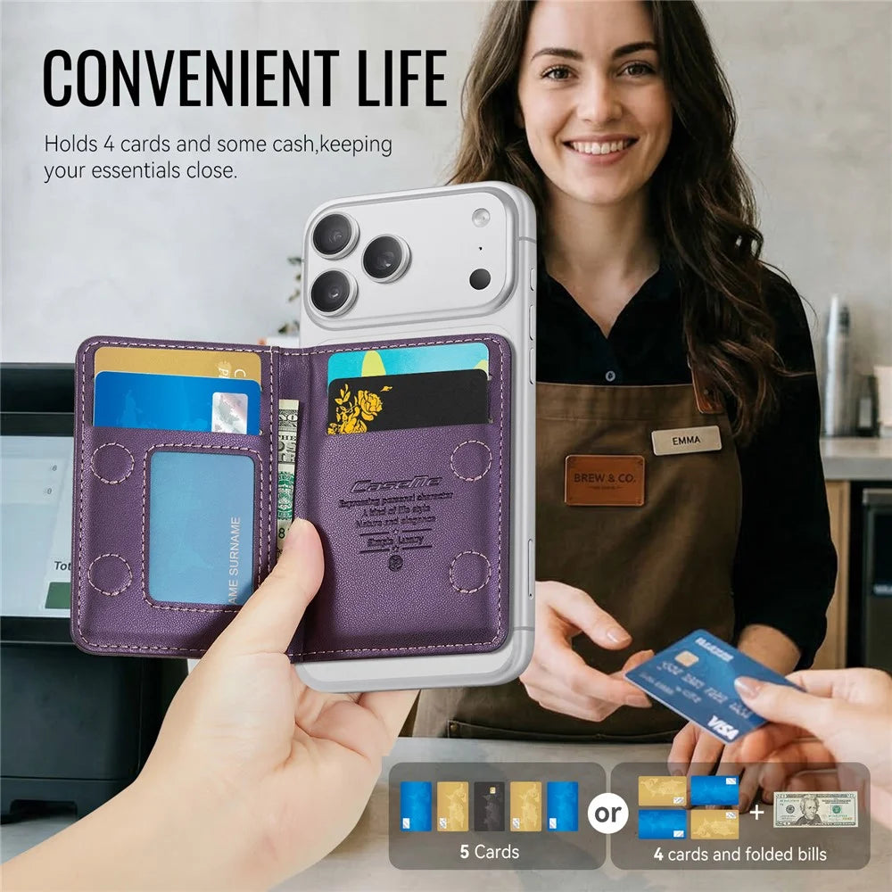 CASEME ME80 Magnetic Wallet with Stand Compatible with MagSafe RFID Blocking PU Leather Card Holder - Purple - 6