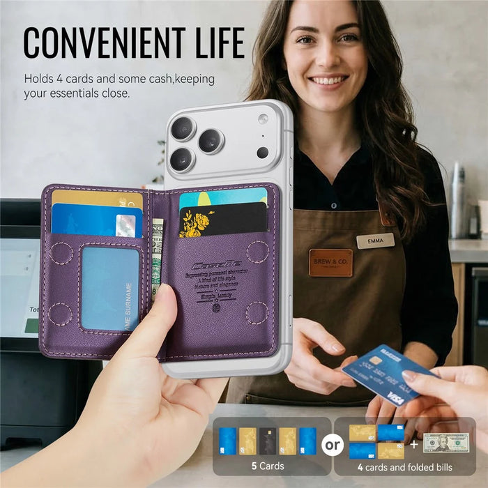 CASEME ME80 Magnetic Wallet with Stand Compatible with MagSafe RFID Blocking PU Leather Card Holder - Purple - 6