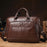 BULLCAPTAIN Top Grain Cowhide Leather Briefcase Large Capacity Business Men Messenger Bag for 16 Inch Laptop - 061 Brown - 2