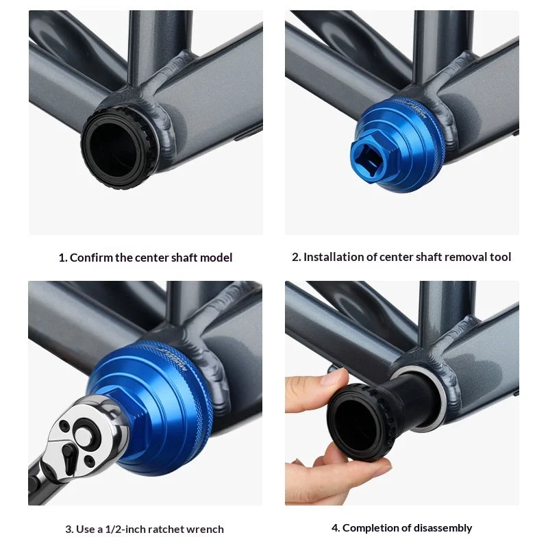 MUQZI Bike Bottom Bracket Removal Tool Aluminum Alloy Hollow Threaded 16-Tooth BB Socket Wrench - Black/BB-39-16 - 4
