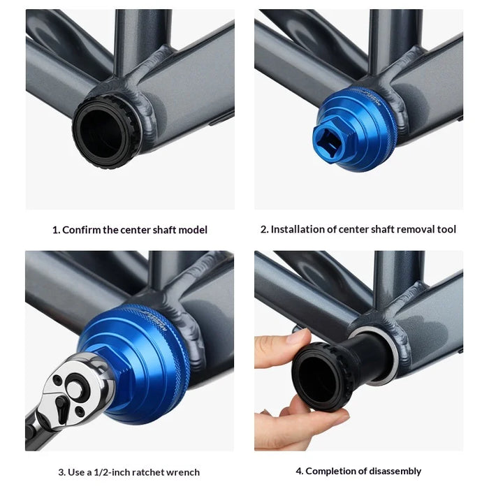 MUQZI Bike Bottom Bracket Removal Tool Aluminum Alloy Hollow Threaded 16-Tooth BB Socket Wrench - Black/BB-39-16 - 4