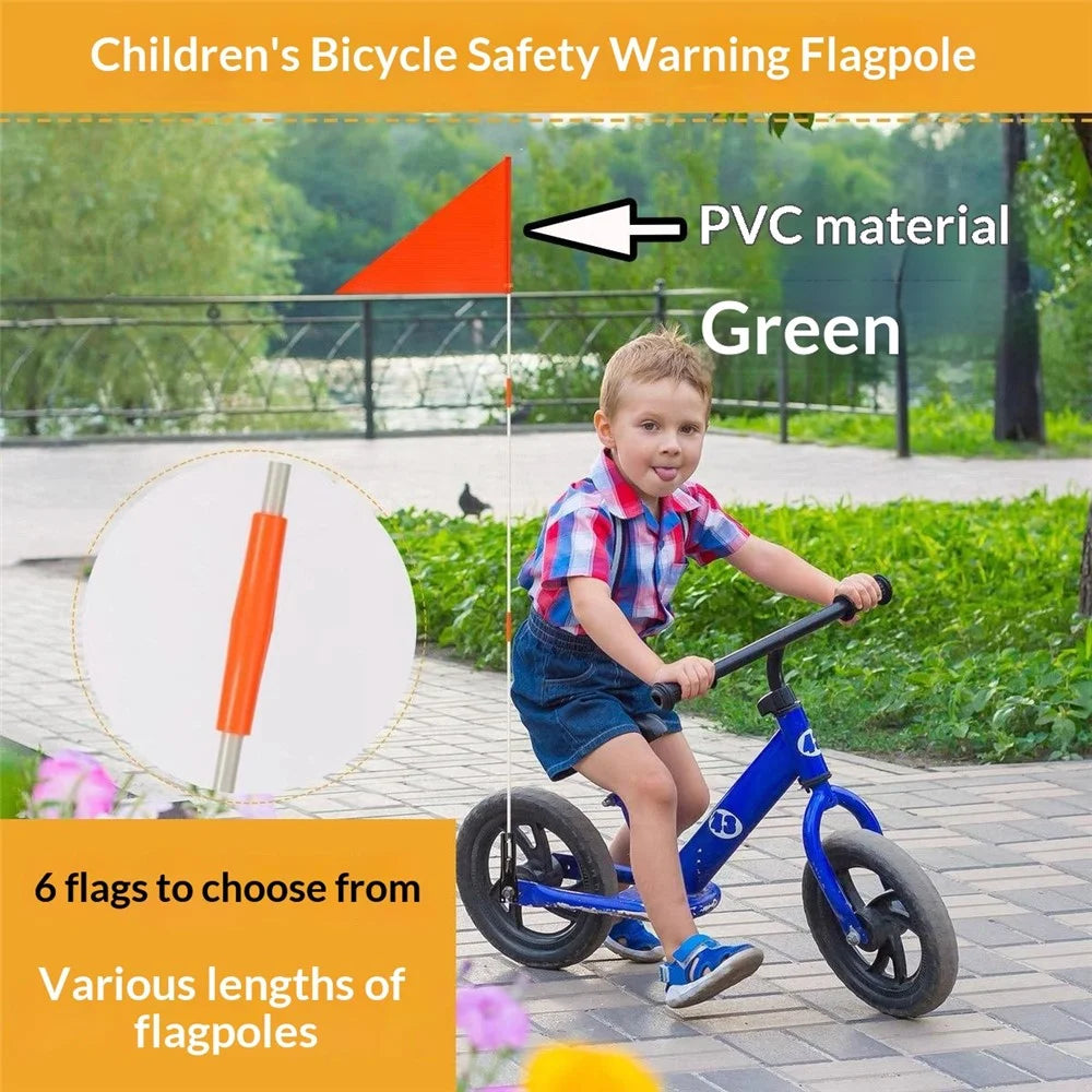 Children Bicycle Safety Flag with Pole Reflective Stripe High Visibility Bike Trailer Flag for Outdoor Cycling - 2