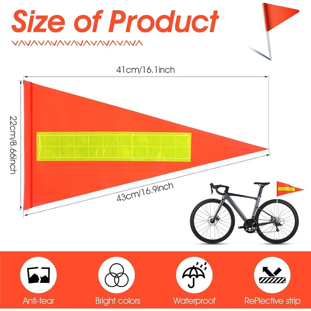 Children Bicycle Safety Flag with Pole Reflective Stripe High Visibility Bike Trailer Flag for Outdoor Cycling - 5