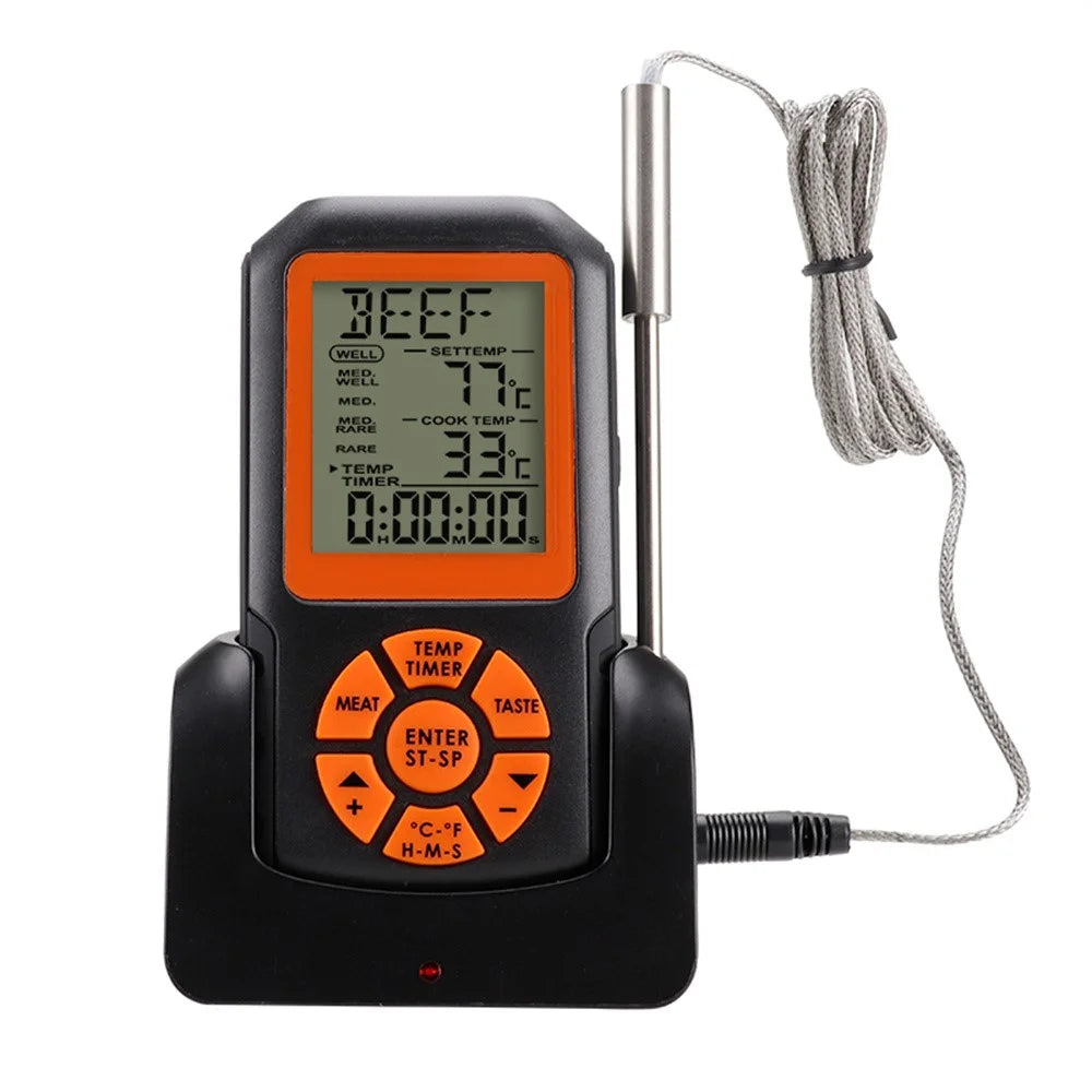 TS-K35 Wireless BBQ Thermometer Stainless Steel Probe 8 Meat Types 5 Doneness Levels Digital Food Meat Thermometer for Grill Oven Smoker - Black - 1