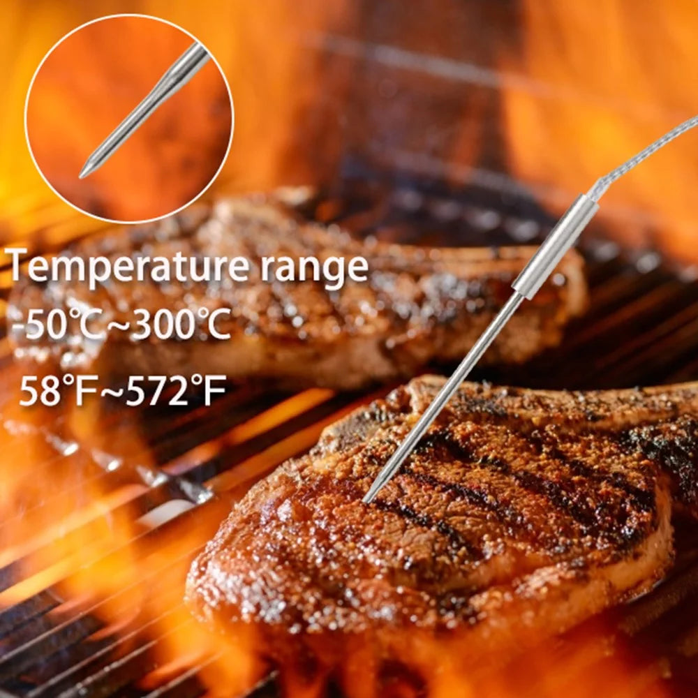 TS-K35 Wireless BBQ Thermometer Stainless Steel Probe 8 Meat Types 5 Doneness Levels Digital Food Meat Thermometer for Grill Oven Smoker - Black - 4