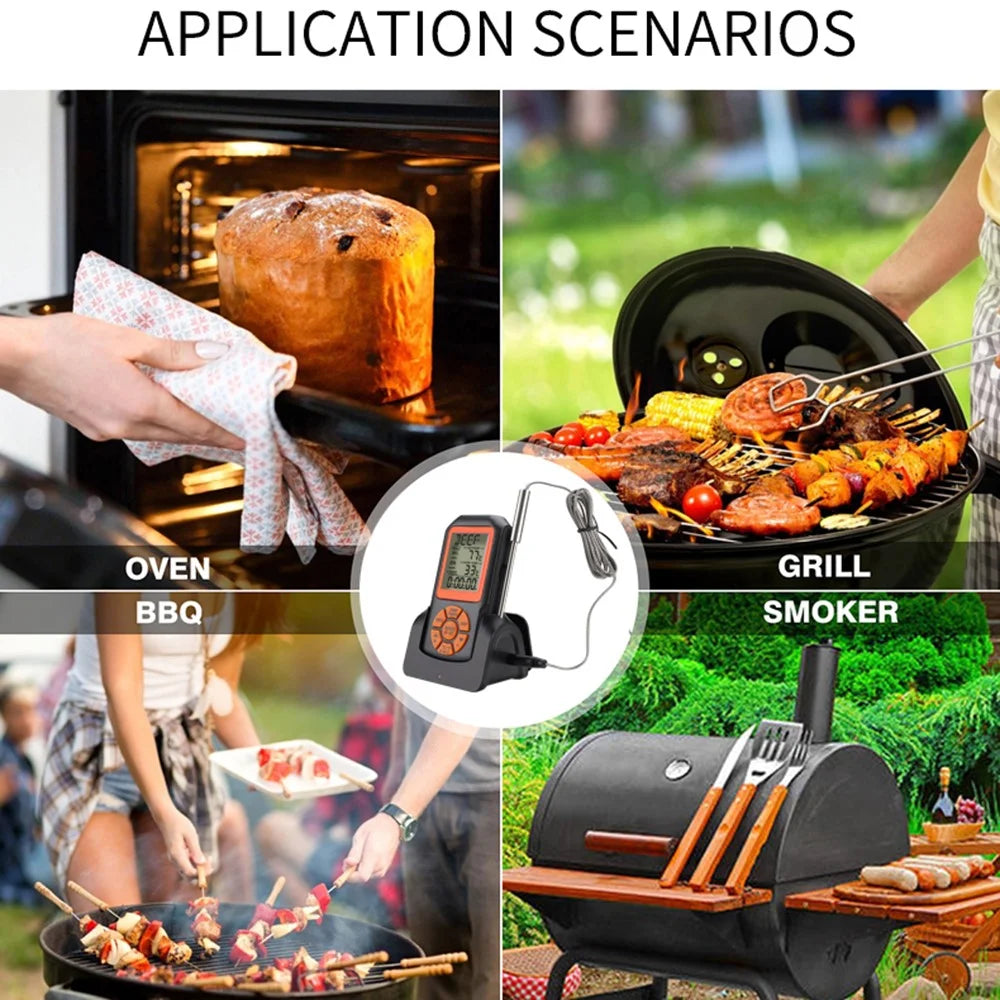 TS-K35 Wireless BBQ Thermometer Stainless Steel Probe 8 Meat Types 5 Doneness Levels Digital Food Meat Thermometer for Grill Oven Smoker - Black - 6